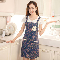 Cartoon Waterproof Apron Woman Adult Long Sleeve Apron Korean version Fashion cute waistline Kitchen Work Clothes Anti-Wear