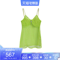 LE FAME lafyam summer fluorescent green beads embroidered net gauze sling sling sling LF9X13V10G102