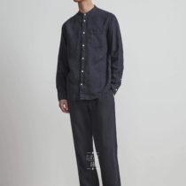 Swedish minimalist NN07 Italian linen sand wash as old men no collar casual shirt Two colour spot