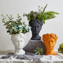 Nordic style creative portrait cement flower pot Venus goddess statue Flower arrangement flower device Vintage art vase ornaments