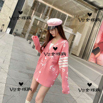 Japan Thom Browne 20 spring V-neck wool cardigan anchor jacquard knitted jacket