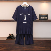 Cartoon Pyjamas Woman Summer Pure Cotton Short Sleeve Fat MM Big Code 200 Catty House Conserved Easy Plus Obesity Sister Suit