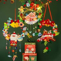 Unwoven Fabrics 2021 Christmas Door Ring Decorative Flower Rings Handmade Diy Material Bag Children Hanging accessories Scene Placement