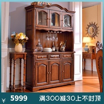 Wide Lanlan American Solid Wood Dining Side Cabinet Shelve Peach Blossom Atrium Wood Wine Cabinet Eurostyle Restaurant Lockers 1369