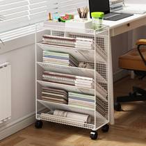 Small bookshelf floor-to-ceiling shelf next to the desk can be moved with wheels book storage bookcase desk side simple children