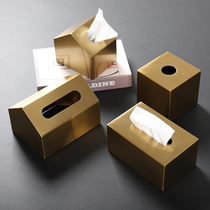 Brass color metal small house tissue box ins Nordic coffee shop B & B decoration tissue box napkin box