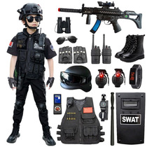 Child Special Soldier Toy Gun Suit Boy Military Uniform Emulation Outdoor Cs Special Police Clothes Short Sleeve Small Police Equipment