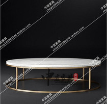 Simple post-modern stainless steel round coffee table Nordic living room marble coffee conference table sales department coffee table