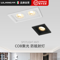 Double-head spotlight LED recessed Cree dart lamp home living room black anti-glare grille ceiling lamp without main light