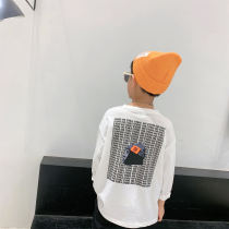 Childrens long-sleeved T-shirt 2019 rice Xiaofan childrens clothing autumn new back printing cotton round neck T-shirt tide