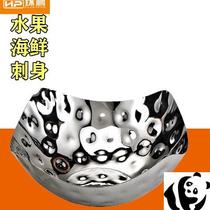 Buffet supplies KTV candy sashimi fruit plate Hotel stainless steel hammer point fruit plate Hammer printed fruit pot flower-shaped fruit plate