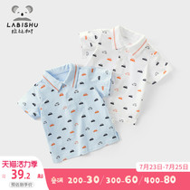 Rabi Tree Childrens clothing Childrens spring and summer tops Baby short-sleeved t-shirt thin boys cotton T-shirt lapel polo shirt