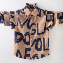 Boys letter shirt in big childrens long sleeve shirt 2022 Spring and Autumn new elementary school student Han Edition Childrens coat boy