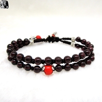 Bai Yi Jewelry Natural Garnet Bracelet Female Sterling Silver Inlaid Retro Bracelet Small Original Design Birthday Gift