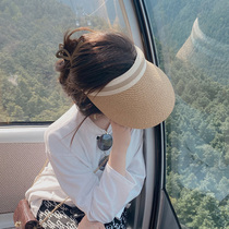 2021 summer sun hat female top sun protection UV sun hat empty top adjustable straw hat woven beach
