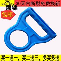 The water raiser goes up the stairs and carries a bucket of water and the handle of the water in the bucket sends the mineral water to the water to move the water