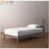 Retro American country solid wood bed neoclassical small bedroom solid wood soft bag bed bedside table furniture customization
