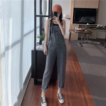 Ya Ya Feng denim pants female 2021 summer age Korean loose Joker straight tube ankle-length pants student tide
