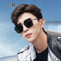 Helen Keller polarized myopia sun glasses mens square UV protection Deng Lun with sunglasses men driving 2152