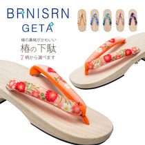 Bonice 2019 new summer geta womens clip foot flip flops couple cool drag flat with solid wood