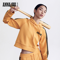 ASA Anna Sue short long sleeve hooded sweater embroidery Contrast color jumper sports top tide women