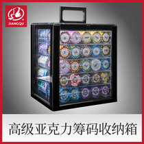 1000 pieces of Texas Holdem premium chip suitcase transparent acrylic chip storage box without chips