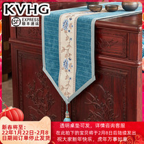 KVHG table flag Chinese tablecloth solid wood tea mat tea table mat dining table mat luxury non-slip embroidery mahogany table mat custom