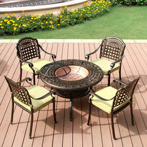 Outdoor cast aluminum table and chair Leisure outdoor garden Villa Courtyard Balcony Terrace table and chair Barbecue table and chair Five-piece set
