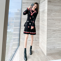 High-end dress fried street skirt autumn winter 2020 new knitted dress womens winter bottoming sweater Womens