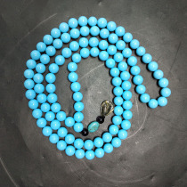 High porcelain turquoise necklace round beads sweater chain 108 beads blue extended big treasure stone boutique old objects