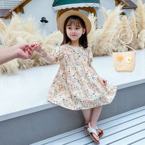 Summer girl cotton dress 2020 Summer new floral foreign girl baby thin princess skirt