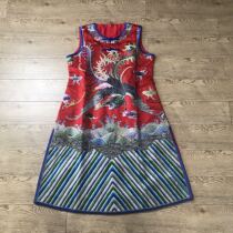 Cloud decoration totem 2021 original ethnic style womens hand-embroidered black gray phoenix casual sleeveless horse clip dress