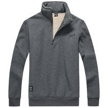 Sweater mens autumn and winter round neck loose pullover trend large size winter plus velvet warm coat mens long sleeve T-shirt