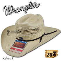 American Wrangler20x straw cowboy hat Wrangler original grass-colored western cowboy hat Western giant
