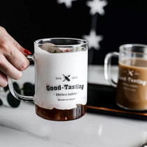 Nordic glass cup large with hand creative mug office tea cup dessert milk breakfast cup mouthwash Cup