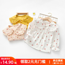 Girls white shirt Korean autumn foreign girl long sleeve cotton baby shirt shirt