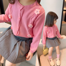 Girls Jacket Autumn 2021 New Children Spring and Autumn Baby Joker Leisure Kids Thin Knitted Cardigan