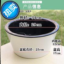 Green a large flower pot plastic large diameter water storage pot transparent lazy person automatic absorbent flower pot free of pouring