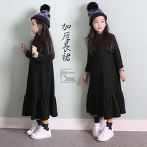 Girls dress spring and autumn 2021 New Korean version of childrens temperament fishtail long dress tide girl baby Autumn dress