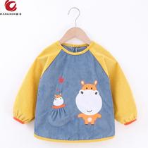 Dinner jacket Autumn and winter childrens baby long sleeve waterproof childrens bib anti-dirty protective clothing Boy and girl baby rice pocket