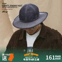 Acap retro Japanese vintage Ami khaki gentleman hat pure cotton denim big head circumference fisherman hat