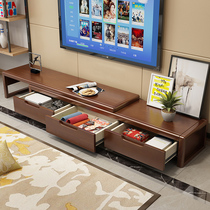 Solid wood TV cabinet tea table combination suit Chinese style modern minimalist small household type full solid wood living room storage cabinet oak wood