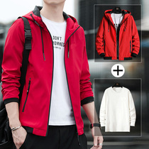 Mens coat spring and autumn Korean version of the trend Joker casual handsome jacket mens clothing Autumn Tide brand gown