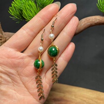 Dry green fish tail earrings