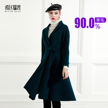Xishan Ruipu double-sided wool woolen coat medium long coat No cashmere waist 2020 New