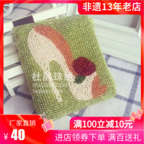 Rhododendron Bead Embroidered Youth Creative High Heels Short Card Bag Coins Handmade Beaded Headphones Storage Hand Coin Purse