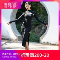 Fivan dance rear display slim two sets of black dresses black hanging band dress Two sets of modern dance Classical Dance Exercises