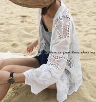 Swimwear outside sunscreen clothes women can go to the beach bikini hot spring mesh swimming blouse seaside vacation