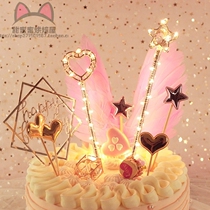 Bake cake decoration shiny diamond fairy warm lamp wishing stick birthday cake decoration plug dessert table