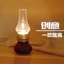 Chinese classical nostalgic lamp led creative old-fashioned blow control small lamp charging warm yellow light small lamp antique kerosene lamp